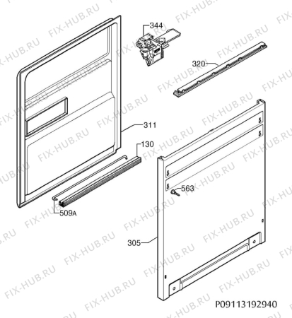 Взрыв-схема посудомоечной машины Electrolux ESI6527LOW - Схема узла Door 003